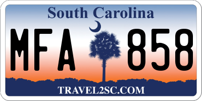 SC license plate MFA858
