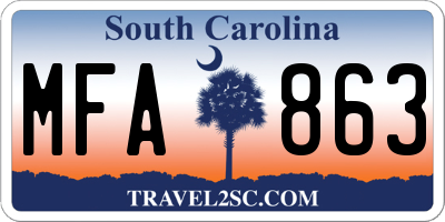 SC license plate MFA863