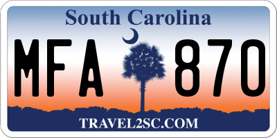 SC license plate MFA870