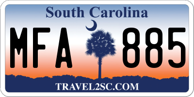 SC license plate MFA885