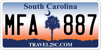 SC license plate MFA887