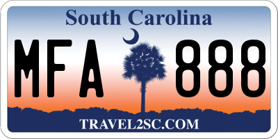SC license plate MFA888