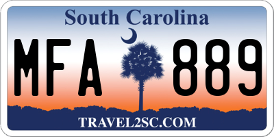 SC license plate MFA889