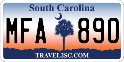 SC license plate MFA890