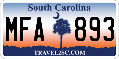 SC license plate MFA893