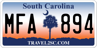 SC license plate MFA894