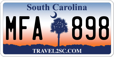 SC license plate MFA898