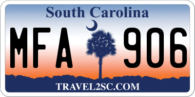 SC license plate MFA906