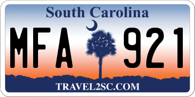 SC license plate MFA921