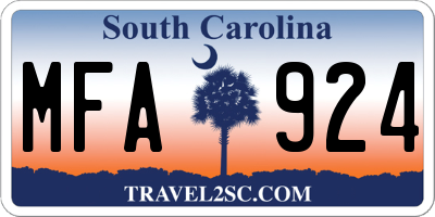 SC license plate MFA924
