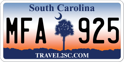 SC license plate MFA925