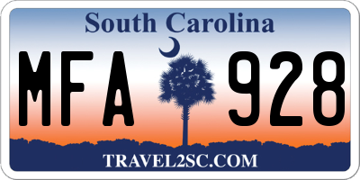 SC license plate MFA928