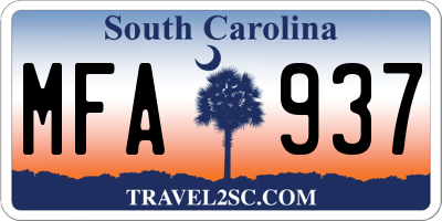 SC license plate MFA937