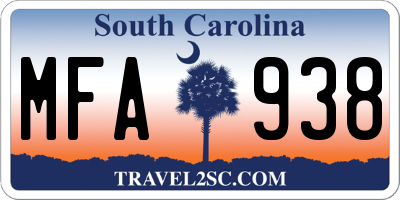 SC license plate MFA938