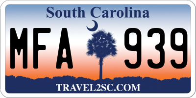 SC license plate MFA939