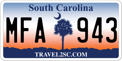 SC license plate MFA943