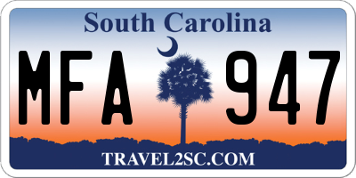 SC license plate MFA947