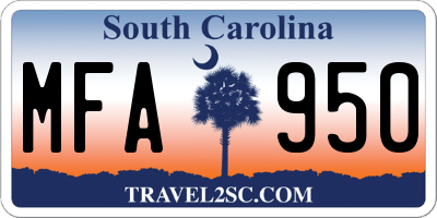 SC license plate MFA950