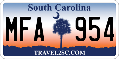 SC license plate MFA954