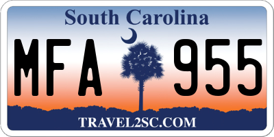 SC license plate MFA955