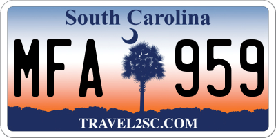 SC license plate MFA959