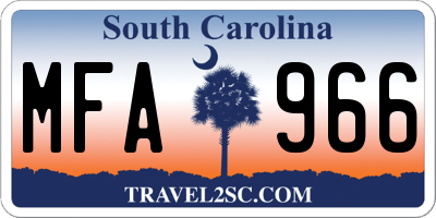 SC license plate MFA966