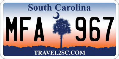 SC license plate MFA967
