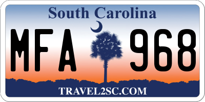 SC license plate MFA968