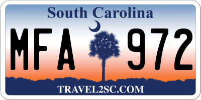 SC license plate MFA972