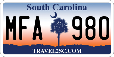 SC license plate MFA980