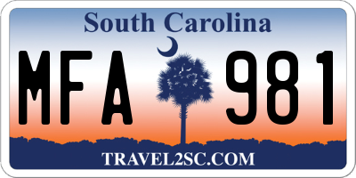 SC license plate MFA981
