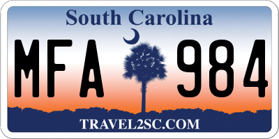 SC license plate MFA984