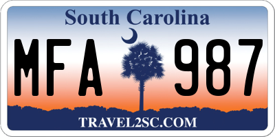 SC license plate MFA987