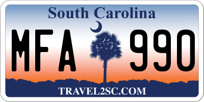 SC license plate MFA990