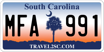 SC license plate MFA991