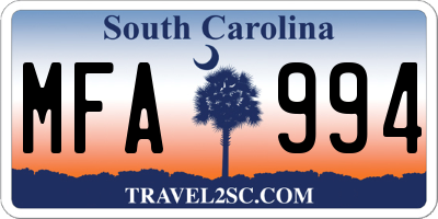 SC license plate MFA994