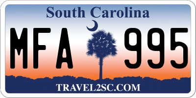 SC license plate MFA995