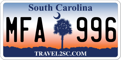 SC license plate MFA996