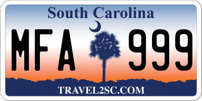 SC license plate MFA999