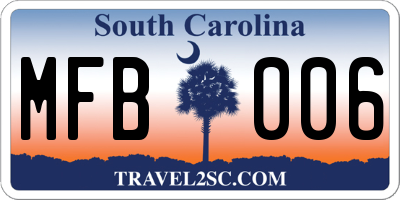 SC license plate MFB006