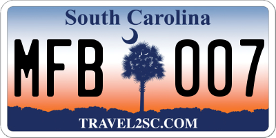 SC license plate MFB007