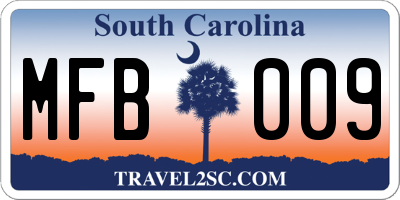 SC license plate MFB009