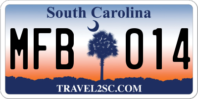 SC license plate MFB014