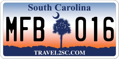 SC license plate MFB016