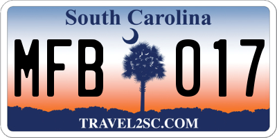 SC license plate MFB017