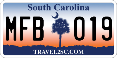 SC license plate MFB019