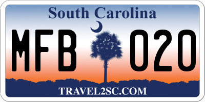 SC license plate MFB020