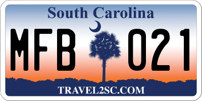 SC license plate MFB021