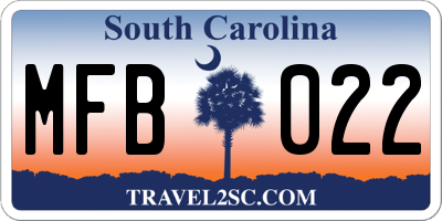 SC license plate MFB022