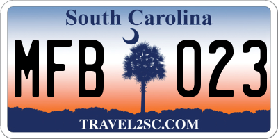 SC license plate MFB023